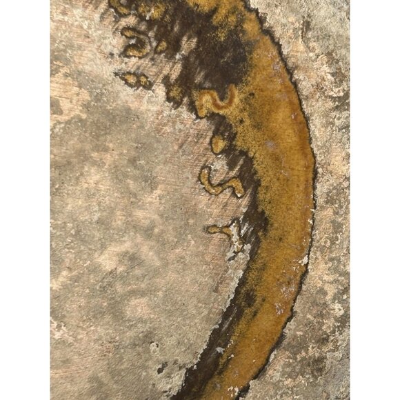 Vintage California USA Pottery Plant Pot Bowl 6x7" Orange Gold Drip Mid Century - Picture 9 of 10